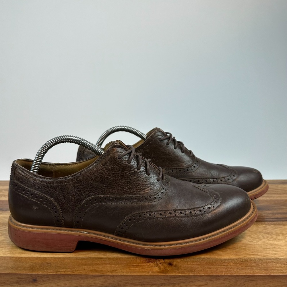 Mens Cole Haan Great Jones Brown Wingtip Leather Brogue Dress Shoes Size 9 M GUC
